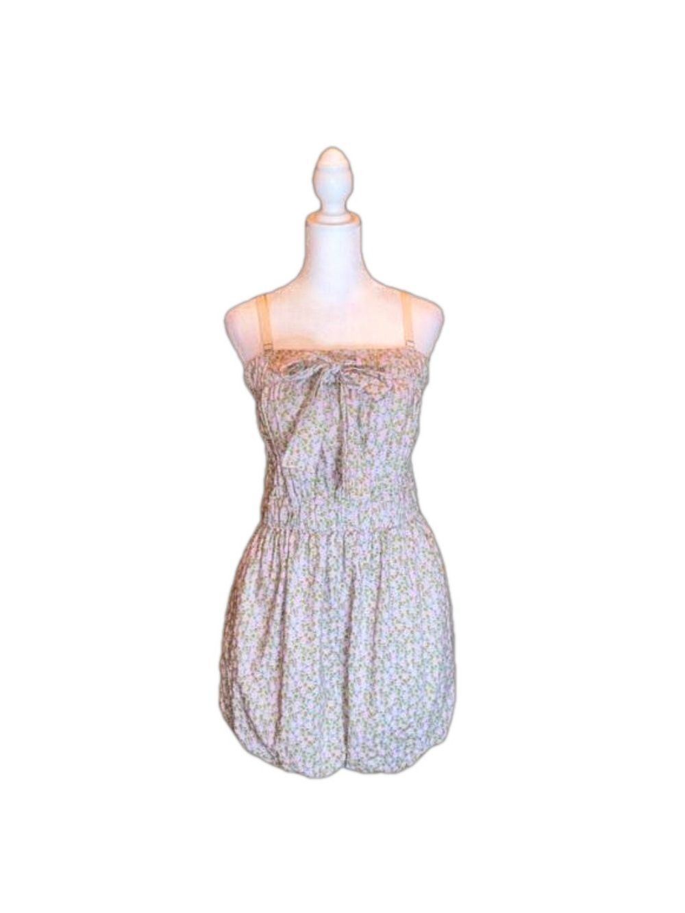 J. CREW Vintage Light Green w/ Pink & Orange Daisy Print Babydoll Sundress SZ S